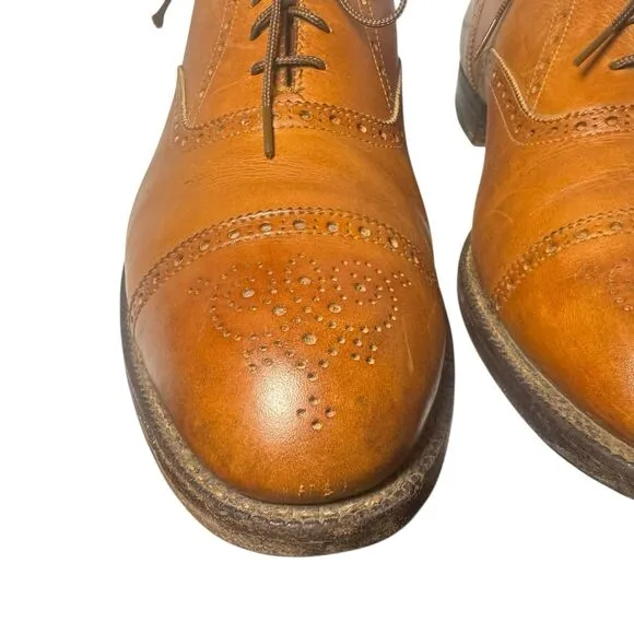 Vtg ALDEN 911 Medallion Tip Calfskin Leather Shoes Oxfords Size 11 D