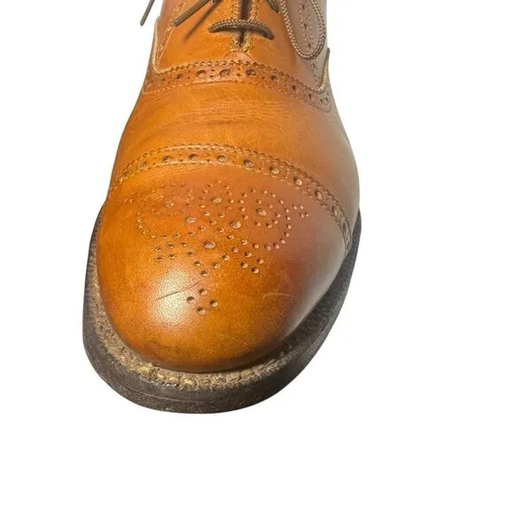 Vtg ALDEN 911 Medallion Tip Calfskin Leather Shoes Oxfords Size 11 D
