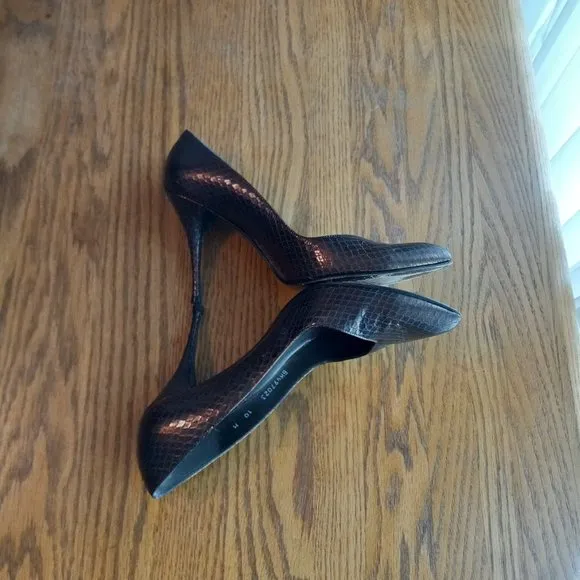 Weekend Sale Stuart Weitzman Bronze Snake Embossed Heels Size 10