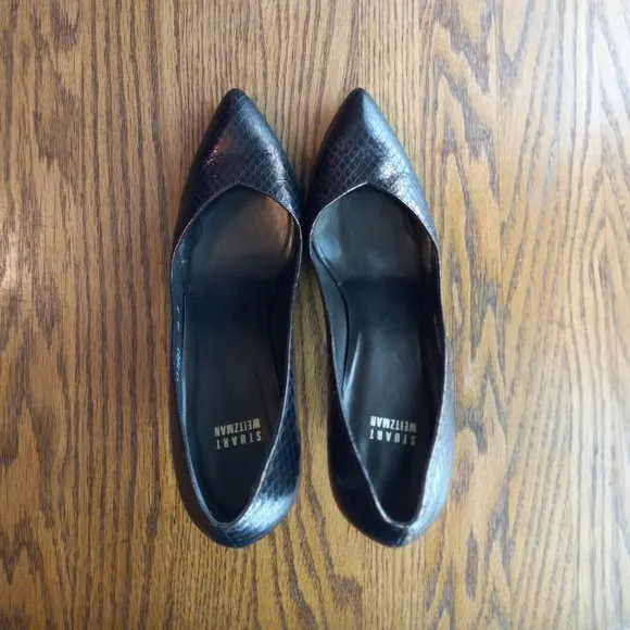 Weekend Sale Stuart Weitzman Bronze Snake Embossed Heels Size 10