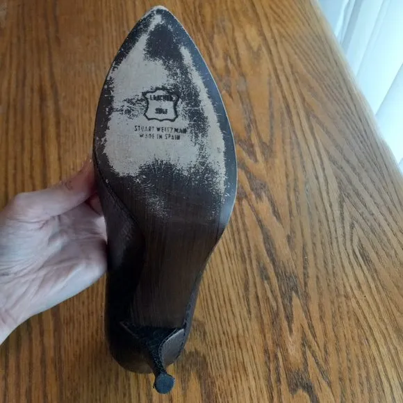 Weekend Sale Stuart Weitzman Bronze Snake Embossed Heels Size 10