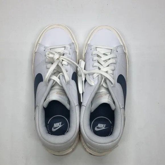 Women’s Nike court legacy lift White/Blue DM7590-104 USED  R-Mark Sz6.5