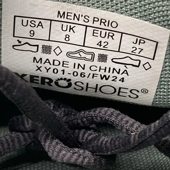 Xero Shoes Mens 9 Prio Running Gray Barefoot Sneaker Minimalist Trail Hiking
