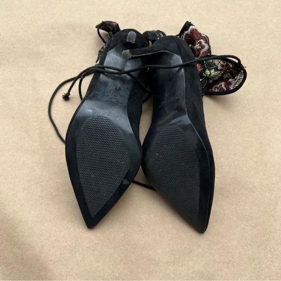 ZARA Embroidered Stocking-Style High Heel Court Shoes Size 38